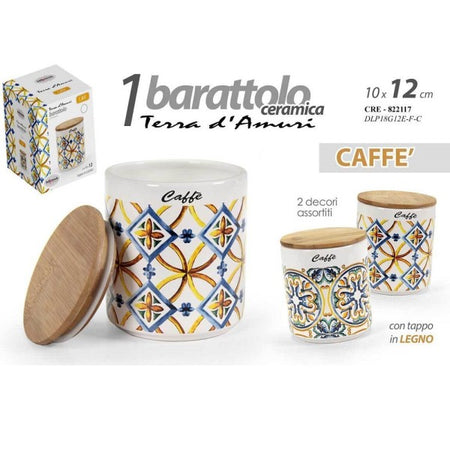 Barattolo Ceramica Caff? Tappo Legno Ermetico Cucina Terra D'amuri 12x10cm 822117