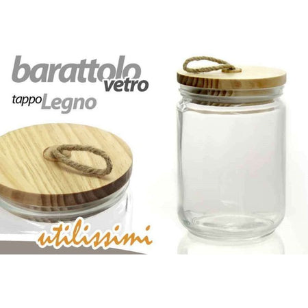 Barattolo Contenitore In Vetro Con Tappo In Legno Classico 11x21cm 1500ml 731044