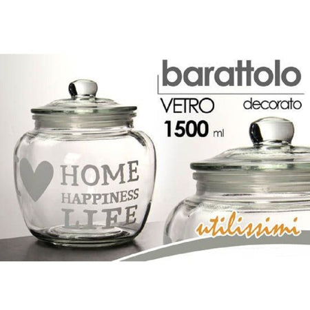 Barattolo Ermetico Vetro Contenitore Cucina Deco Moderno Coperchio 1,5 Lt 652622