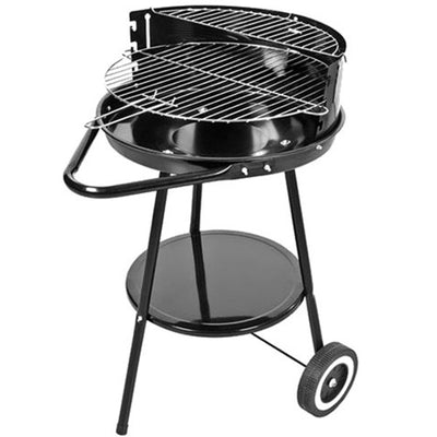 Barbecue Steel Grill A Carbone 43x41x72 Cm Con 2 Ruote Bbq Nero Con Griglia Inox