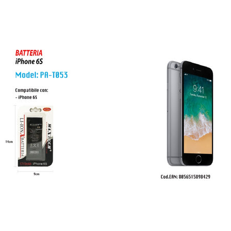 Batteria Compatibile Con Iphone 6s Ricambio Smartphone Maxtech 1715mah Pa-t053