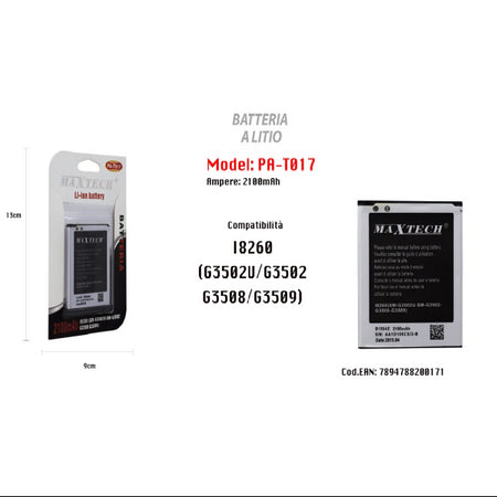 Batteria Compatibile Samsung Galaxy Trend 3 I8260 Maxtech Li-ion Battery 2100mah Pa-t017