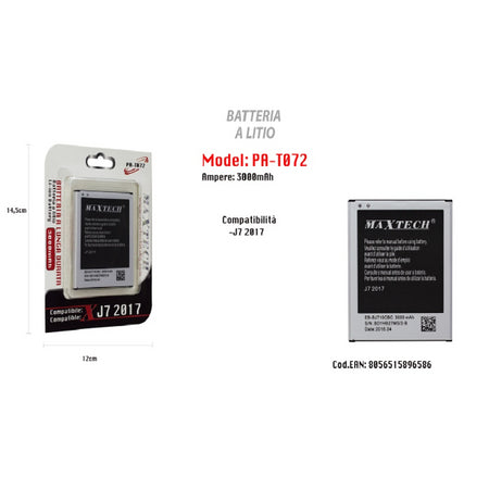 Batteria Lunga Durata Compatibile Con Samsung J7 2017 Maxtech 3000mah Pa-t072