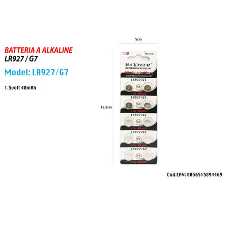 Batterie Alkaline Lr927/g7 1.5v 40mah Pile Bottone Orologi Telecomandi Maxtech Elettronica/Pile e caricabatterie/Pile monouso Trade Shop italia - Napoli, Commerciovirtuoso.it