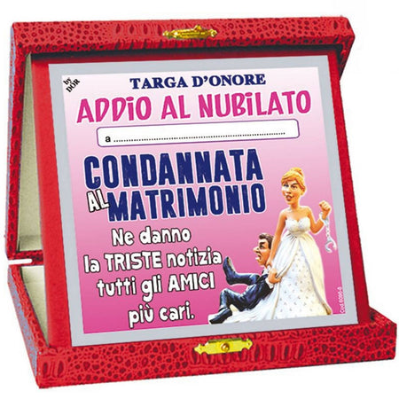 Targa D'onore Addio Al Nubilato "Condannata Al Matrimonio" Targa Premio  Divertente Idea Regalo - commercioVirtuoso.it