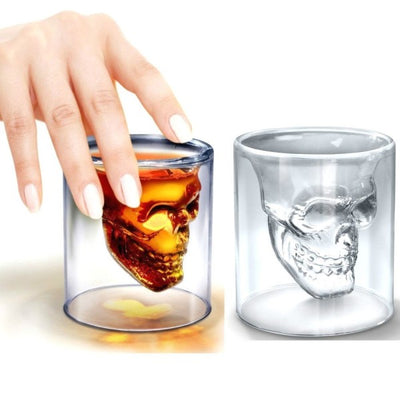 Bicchiere In Vetro Per Shot Cicchetto Liquore Con Sagoma Di Teschio Vodka Whisky