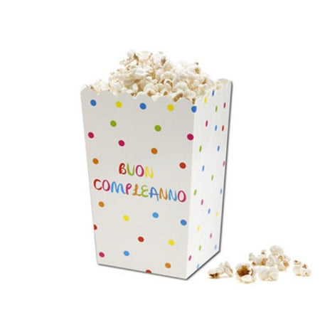 Bicchieri Popcorn 24pz Scatola Caramelle Contenitori Dolci Bambini Bianchi