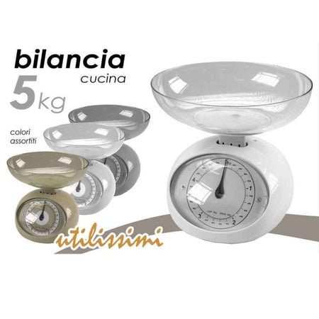 Bilancia Cucina 5kg Analogica Meccanica Ciotola Moderna Colori Assortiti 684036
