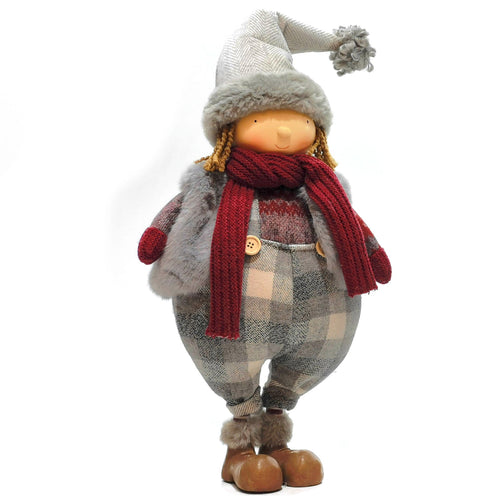 Pupazzo natalizio Bimba Bordeaux e Grigio decorazione per interno h53 cm Casa e cucina/Decorazioni per interni/Addobbi e decorazioni per ricorrenze/Decorazioni natalizie/Schiaccianoci MagiediNatale.it - Altamura, Commerciovirtuoso.it