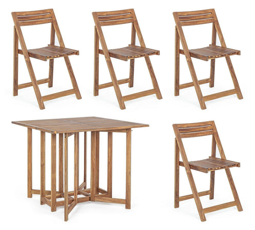 Set tavolo con 4 sedie "Noemi" in legno di acacia, finitura ad olio, per esterno Giardino e giardinaggio/Arredamento da giardino e accessori/Tavoli e tavolini/Tavoli standard Decor Space - Altamura, Commerciovirtuoso.it