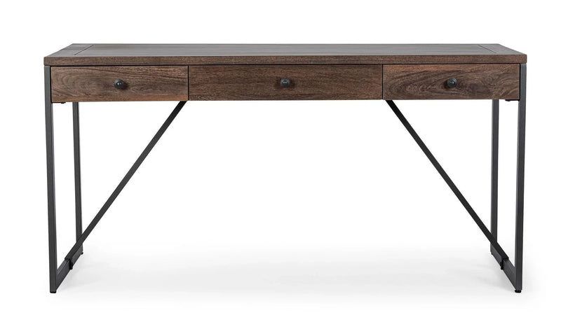 Scrivania "Calixte" con 3 cassetti, struttura in legno di mango e acciaio, stile industriale, 153x66x75.8h Casa e cucina/Arredamento/Studio/Scrivanie e postazioni di lavoro/Scrivanie Decor Space - Altamura, Commerciovirtuoso.it