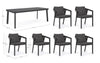 Set tavolo con 6 sedie Cordova in alluminio verniciato, seduta in fibra sintetica, per esterno Giardino e giardinaggio/Arredamento da giardino e accessori/Tavoli e tavolini/Tavoli standard Decor Space - Altamura, Commerciovirtuoso.it