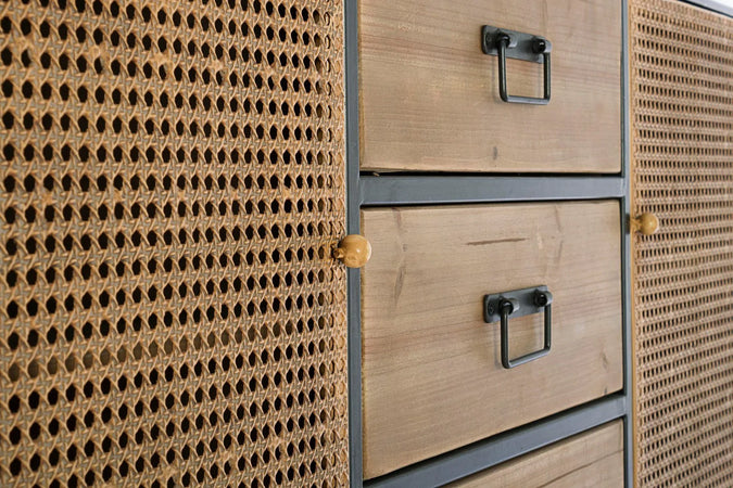 Credenza "Elton" con struttura in acciaio, cassetti in legno di abete, stile vintage Casa e cucina/Arredamento/Soggiorno/Credenze Decor Space - Altamura, Commerciovirtuoso.it