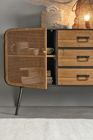 Credenza "Elton" con struttura in acciaio, cassetti in legno di abete, stile vintage Casa e cucina/Arredamento/Soggiorno/Credenze Decor Space - Altamura, Commerciovirtuoso.it