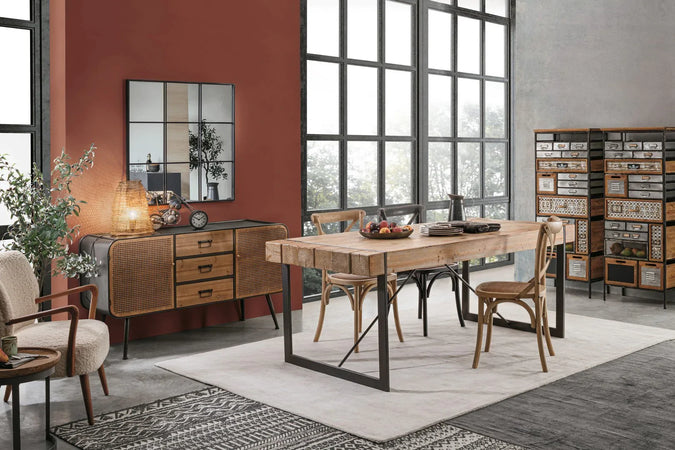 Credenza "Elton" con struttura in acciaio, cassetti in legno di abete, stile vintage Casa e cucina/Arredamento/Soggiorno/Credenze Decor Space - Altamura, Commerciovirtuoso.it