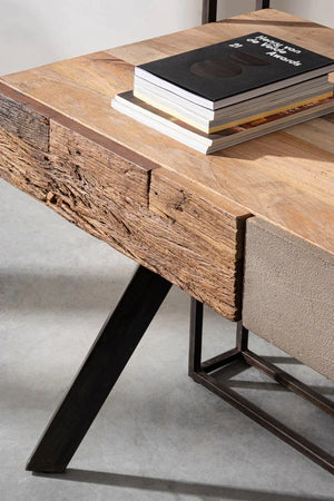 Scrivania "Manchester" con 2 cassetti, struttura in legno di mango ed acciaio, stile moderno, 120x60x92h Casa e cucina/Arredamento/Studio/Scrivanie e postazioni di lavoro/Scrivanie Decor Space - Altamura, Commerciovirtuoso.it