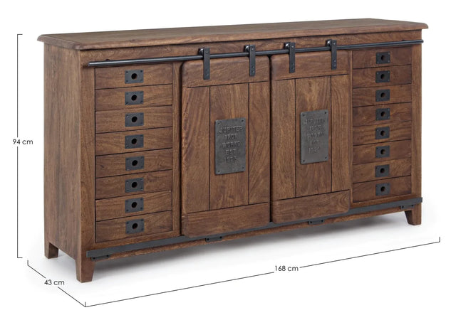 Credenza "Jupiter" con struttura in legno di mango, maniglie in acciaio, stile vintage Casa e cucina/Arredamento/Soggiorno/Credenze Decor Space - Altamura, Commerciovirtuoso.it