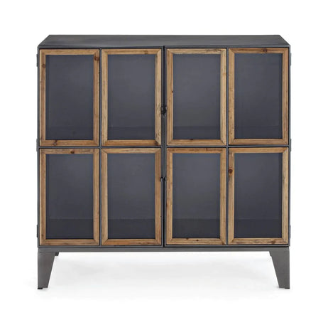 Mobile "Border", struttura in acciaio ante, con inserti in legno di pino e vetro, stile industriale Casa e cucina/Arredamento/Soggiorno/Credenze Decor Space - Altamura, Commerciovirtuoso.it