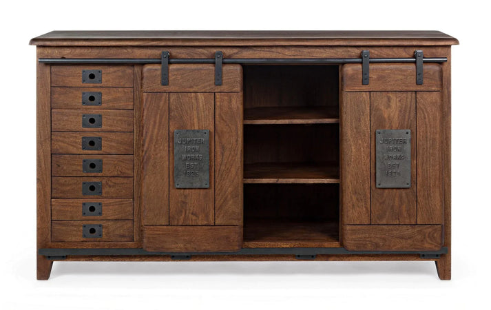 Credenza "Jupiter" con struttura in legno di mango, maniglie in acciaio, stile vintage Casa e cucina/Arredamento/Soggiorno/Credenze Decor Space - Altamura, Commerciovirtuoso.it