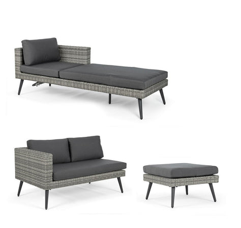 Salottino "Marlow" angolare con ottoman e divano, struttura in alluminio, per esterno Giardino e giardinaggio/Arredamento da giardino e accessori/Set di mobili Decor Space - Altamura, Commerciovirtuoso.it