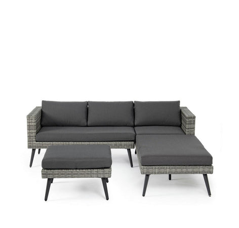 Salottino "Marlow" angolare con ottoman e divano, struttura in alluminio, per esterno Giardino e giardinaggio/Arredamento da giardino e accessori/Set di mobili Decor Space - Altamura, Commerciovirtuoso.it