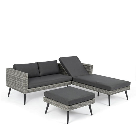 Salottino "Marlow" angolare con ottoman e divano, struttura in alluminio, per esterno Giardino e giardinaggio/Arredamento da giardino e accessori/Set di mobili Decor Space - Altamura, Commerciovirtuoso.it