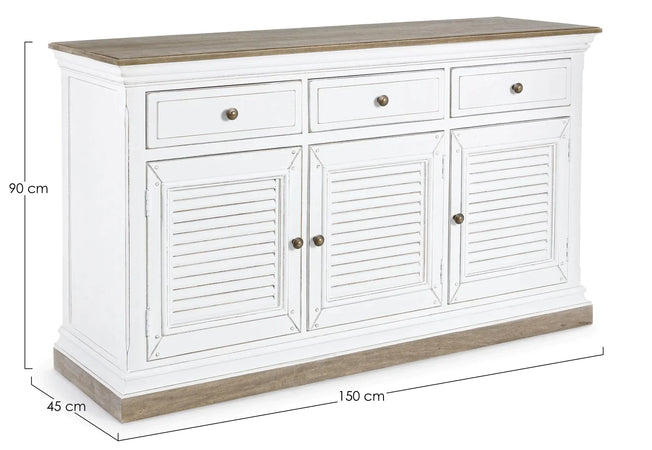 Credenza "Lincoln" in legno di mango, con schienali e laterali in mdf, finitura vernice a base d'acqua, stile rustico Casa e cucina/Arredamento/Soggiorno/Credenze Decor Space - Altamura, Commerciovirtuoso.it
