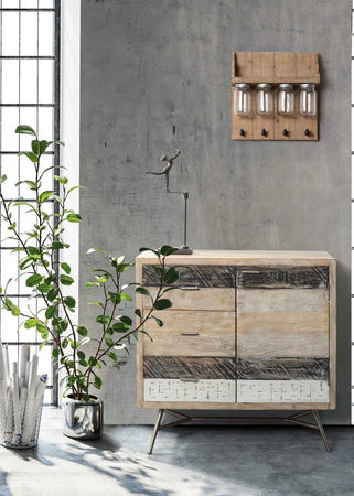 Credenza "leiston" 1 Anta E 3 Cassetti, Con Struttura in Legno Di Mango, Stile Industriale Casa e cucina/Arredamento/Soggiorno/Credenze Decor Space - Altamura, Commerciovirtuoso.it