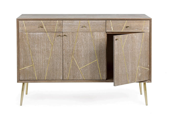 Credenza "Filomena" con in legno teak, pannelli esterni in mdf, finitura a base d'acqua, stile atmosphere Casa e cucina/Arredamento/Soggiorno/Credenze Decor Space - Altamura, Commerciovirtuoso.it