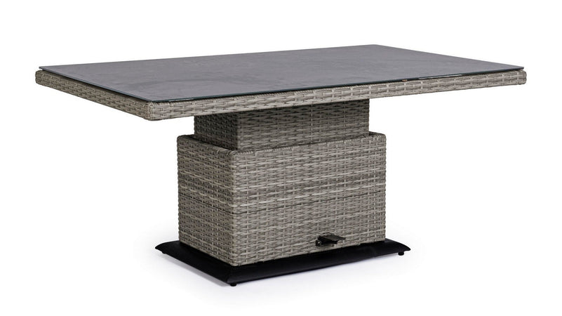 Tavolo "Kent" con struttura in alluminio, piano in ceramica, intreccio in fibra sintetica, per esterno Giardino e giardinaggio/Arredamento da giardino e accessori/Tavoli e tavolini/Tavoli standard Decor Space - Altamura, Commerciovirtuoso.it