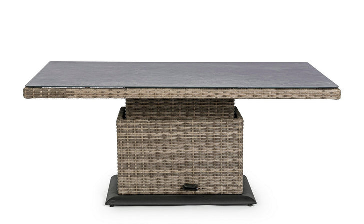 Tavolo "Kent" con struttura in alluminio, piano in ceramica, intreccio in fibra sintetica, per esterno Giardino e giardinaggio/Arredamento da giardino e accessori/Tavoli e tavolini/Tavoli standard Decor Space - Altamura, Commerciovirtuoso.it