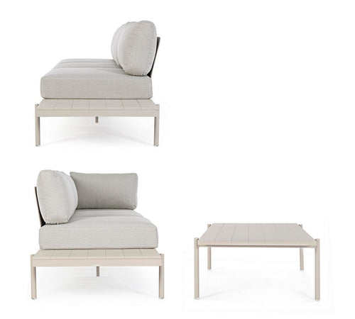 Salottino angolare con tavolino "Kendall Rastin" in alluminio, seduta in tessuto, per esterno Giardino e giardinaggio/Arredamento da giardino e accessori/Set di mobili Decor Space - Altamura, Commerciovirtuoso.it