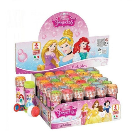 Bolle Di Sapone Disney Princess Confezione 36 Pz Flacone 60 Ml Gadget Party