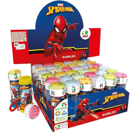 Bolle Di Sapone Spiderman Confezione 36 Pz Flacone 60 Ml Gadget Party