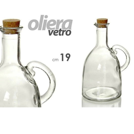 Bottiglia Ampolla Oliera Aceto Tappo Sughero Con Manico 580ml 19cm Vetro 775000