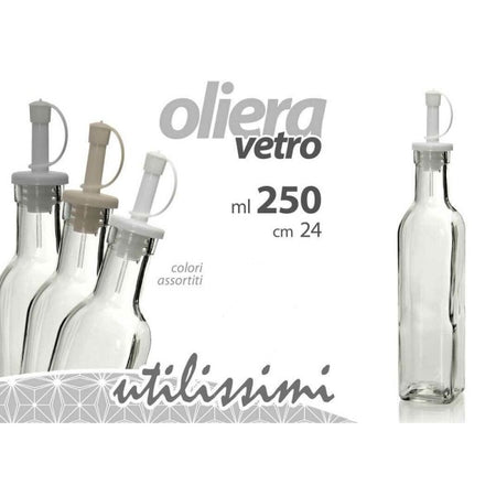 Bottiglia Oliera Aceto In Vetro 250 Ml 24 Cm Tappo Vari Colori Assortiti 791147