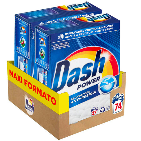 Dash Power Detersivo In Polvere Per Lavatrice Con Tecnologia Anti-residui  Maxi Formato 74 Lavaggi (2 x 37 Lavaggi 3700 G) 