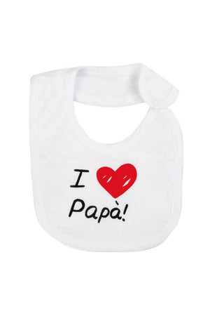 BabyVip Bavetta in cotone con stampa " I love mamma" o " I love papà" divertente, funny, colorato, simpatico