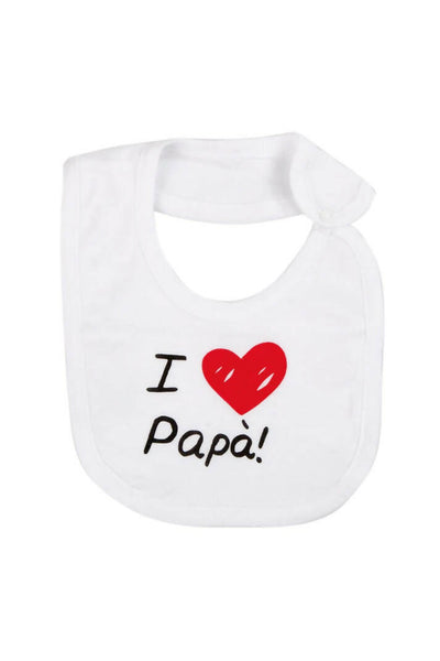 BabyVip Bavetta in cotone con stampa  I love mamma o  I love papà divertente, funny, colorato, simpatico