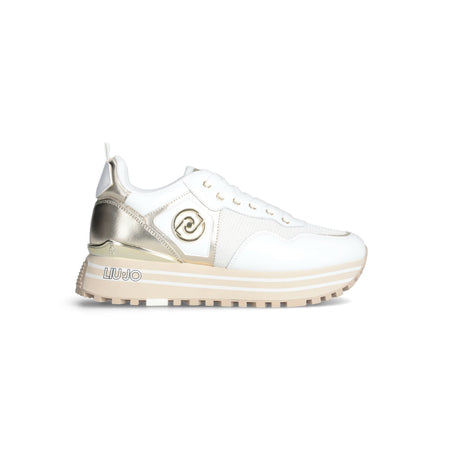 Liujo Donna Sneakers Platform in Pelle E Mesh BA4053PX03001111 BIANCO/ORO