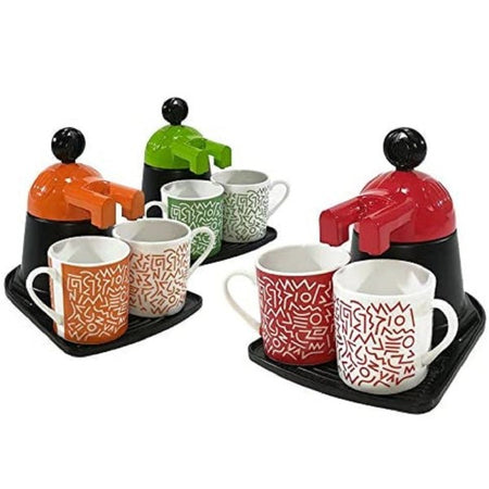 Caffettiera Mini Express Con 2 Tazze In Ceramica Caffe' Colori Assortiti
