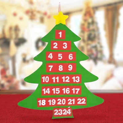 Calendario Avvento Albero Di Natale Feltro Con Tasche Decorazioni Natalizie 54cm