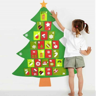 Calendario Avvento Albero Natale Gigante 110cm Con Tasche Decorazioni Natalizie