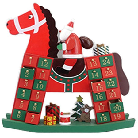 Calendario Avvento Altalena Cavallo Natale Legno Cassetti Decorazioni Natalizie