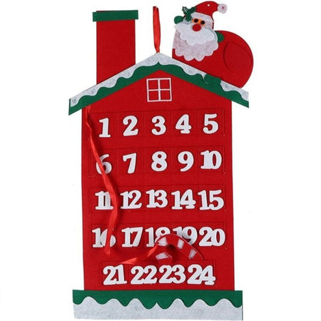 Calendario Avvento Casetta Di Babbo Natale 60cm In Feltro Decorazioni Natalizie