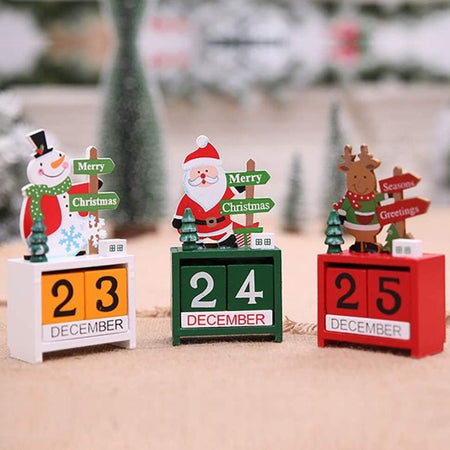 Calendario Dell'avvento Babbo Natale In Legno Datario Data Decorazioni Natalizie