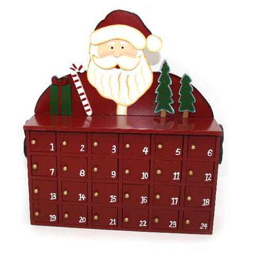 Calendario dell'avvento natalizio Babbo Natale decorazione in legno rosso con cassetti Casa e cucina/Decorazioni per interni/Addobbi e decorazioni per ricorrenze/Decorazioni natalizie/Calendari dell'avvento MagiediNatale.it - Altamura, Commerciovirtuoso.it