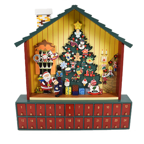 Calendario dell'avvento natalizio Casetta Babbo Natale decorazione in legno con cassetti Casa e cucina/Decorazioni per interni/Addobbi e decorazioni per ricorrenze/Decorazioni natalizie/Calendari dell'avvento MagiediNatale.it - Altamura, Commerciovirtuoso.it