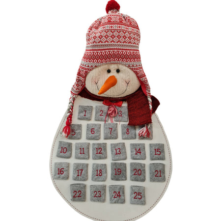 Calendario dell'avvento natalizio "Pupazzo di Neve" decorazione in tessuto h 96 cm Casa e cucina/Decorazioni per interni/Addobbi e decorazioni per ricorrenze/Decorazioni natalizie/Calendari dell'avvento MagiediNatale.it - Altamura, Commerciovirtuoso.it