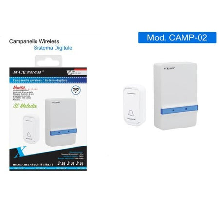 Campanello Wireless A Batterie Wifi Raggio 80m A Led Senza Fili Maxtech Camp-02